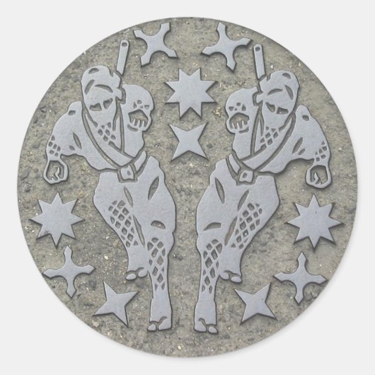 Ninja Manhole Ronde Sticker (Voorkant)