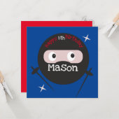 Ninja Martial Arts Karate Boys Birthday Red Blue Kaart (Voorkant / Achterkant in situ)