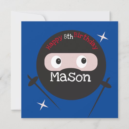 Ninja Martial Arts Karate Boys Birthday Red Blue Kaart (Voorkant)