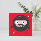 Ninja Martial Arts Karate Boys Birthday Red Kaart (Staand voorkant)