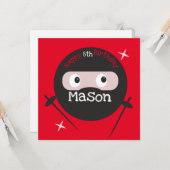 Ninja Martial Arts Karate Boys Birthday Red Kaart (Voorkant / Achterkant in situ)