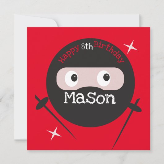 Ninja Martial Arts Karate Boys Birthday Red Kaart (Voorkant)
