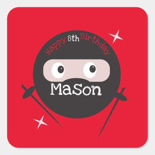 Ninja Martial Arts Karate Boys Birthday Vierkante Sticker (Voorkant)