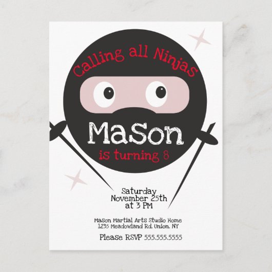 Ninja Martial Arts Karate Jongens Verjaardag Elke  Briefkaart (Voorkant)