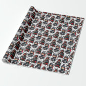 Ninja Meisjes Anime Met Tekst Patroon Ontwerp Cadeaupapier (Uitgerold)