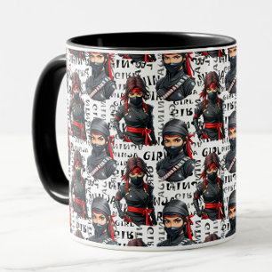 Ninja Meisjes Anime Met Tekst Patroon Ontwerp Mok