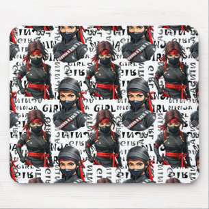 Ninja Meisjes Anime Met Tekst Patroon Ontwerp Muismat