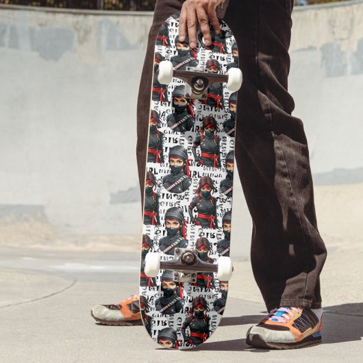 Ninja Meisjes Anime Met Tekst Patroon Ontwerp Persoonlijk Skateboard