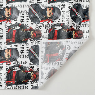 Ninja Meisjes Anime Met Tekst Patroon Ontwerp Wandkleed