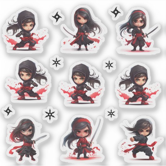 Ninja meisjes sticker (Voorkant)
