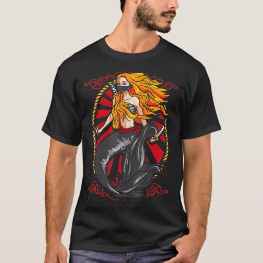 Ninja Mermaid Cool Shinobi Mercenary Warrior Grap T-shirt (Voorkant)