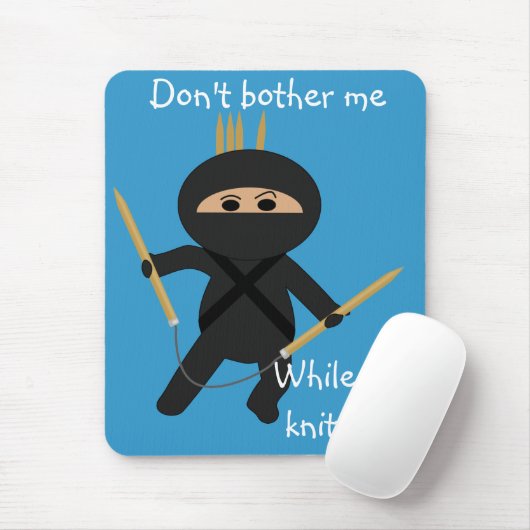 Ninja met Circular Knitting Needles Mousepad Muismat (Met muis)