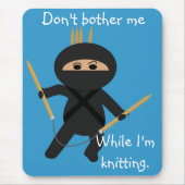 Ninja met Circular Knitting Needles Mousepad Muismat (Voorkant)