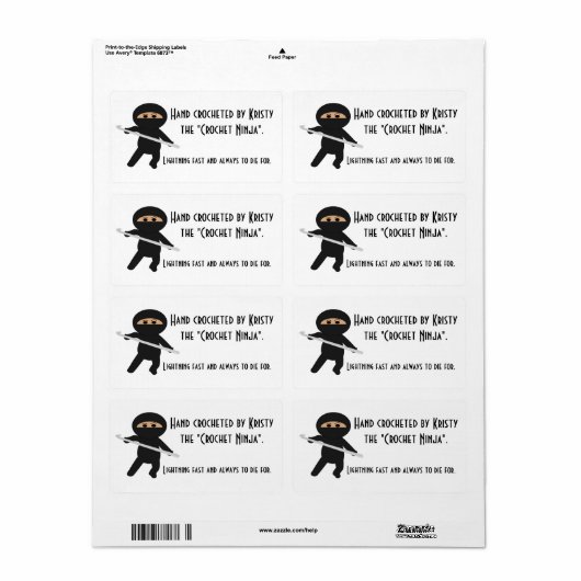 Ninja met Crochet Hook Labels (Full Sheet)