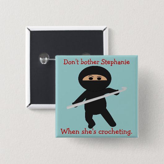 Ninja met de Button van Crochet Hook (Voorkant /achterkant)