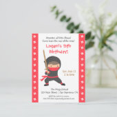 Ninja met Katana Kids Birthday Party Uitnodigingen (Staand voorkant)