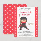 Ninja met Katana Kids Birthday Party Uitnodigingen (Voorkant / Achterkant)