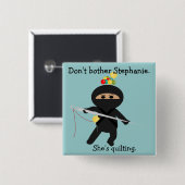 Ninja met naaigarens vierkante button 5,1 cm (Voorkant /achterkant)