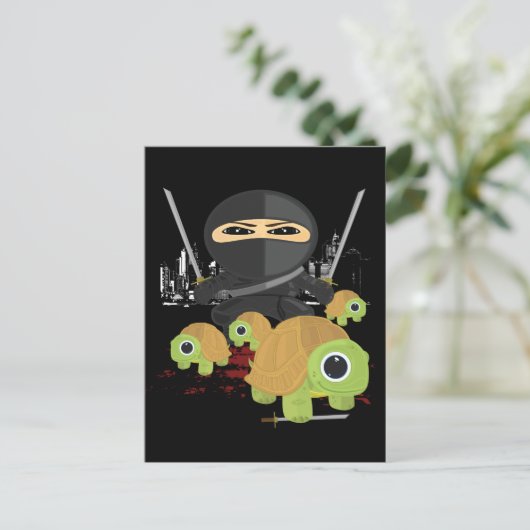 Ninja met Turtles Briefkaart (Staand voorkant)