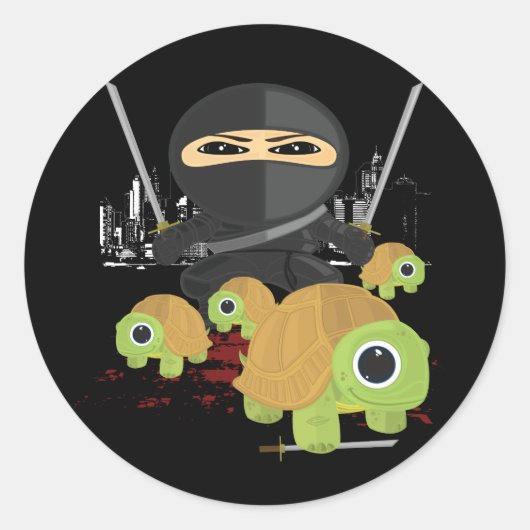 Ninja met Turtles Ronde Sticker (Voorkant)