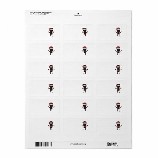 Ninja met wapen etiket (Full Sheet)