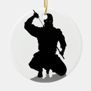 Ninja met zwaard keramisch ornament