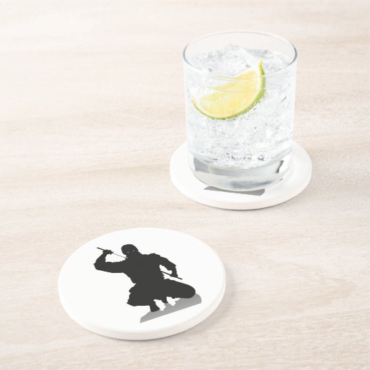 Ninja met zwaard zandsteen onderzetter (Zijkant)