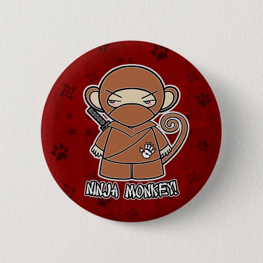Ninja Monkey. In rode Button (Voorkant)