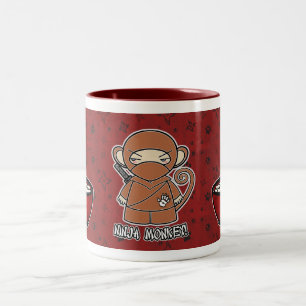Ninja Monkey. Met rijstBowl-Mok Tweekleurige Koffiemok