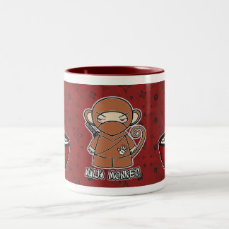 Ninja Monkey. Met rijstBowl-Mok Tweekleurige Koffiemok