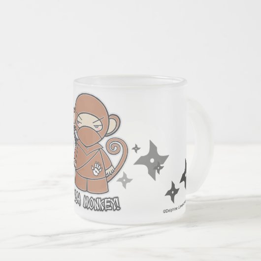 Ninja Monkey. Met Shurikens-Mok Matglas Koffiemok (Voorkant rechts)