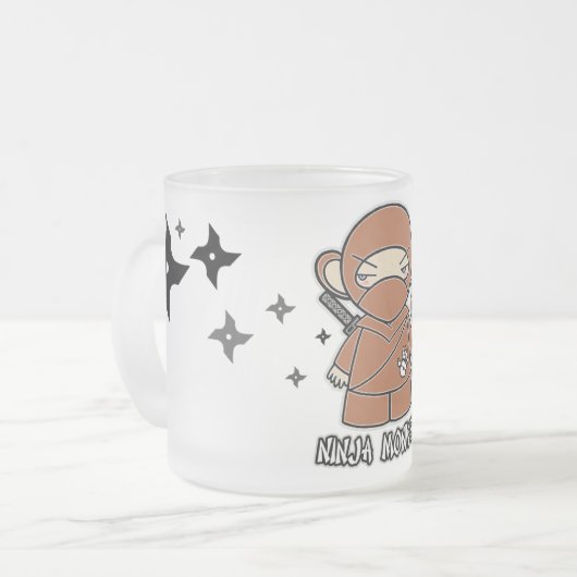 Ninja Monkey. Met Shurikens-Mok Matglas Koffiemok (Voorkant links)