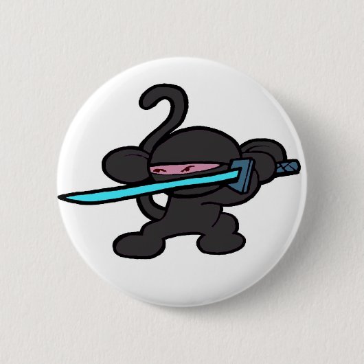 Ninja Monkey op Guard-No Words Ronde Button 5,7 Cm (Voorkant)