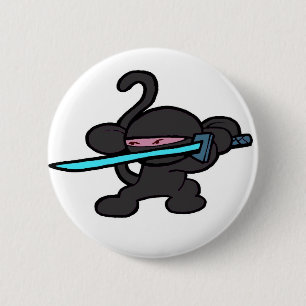 Ninja Monkey op Guard-No Words Ronde Button 5,7 Cm