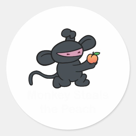 Ninja Monkey steelt de perzik Ronde Sticker (Voorkant)