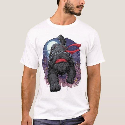 Ninja Newfie � Stille Grote Hond T-shirt (Voorkant)
