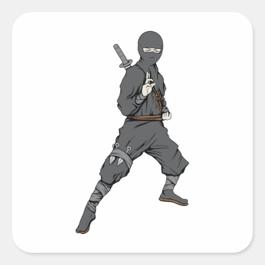 Ninja ~ Ninjas 5 Martial Arts Warrior Fantasy Art Vierkante Sticker (Voorkant)