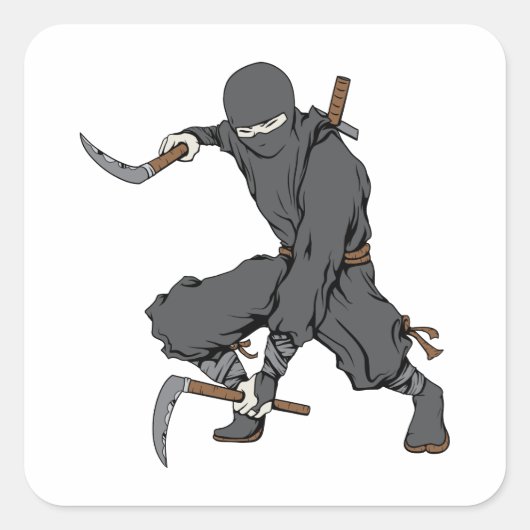 Ninja ~ Ninjas Martial Arts Warrior Fantasy Art Vierkante Sticker (Voorkant)