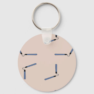 Ninja nunchaku op bruin sleutelhanger