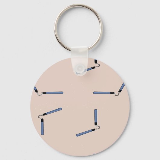Ninja nunchaku op bruin sleutelhanger (Voorkant)