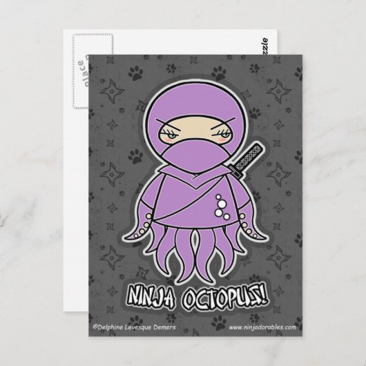 Ninja Octopus. Briefkaart (Voorkant / Achterkant)