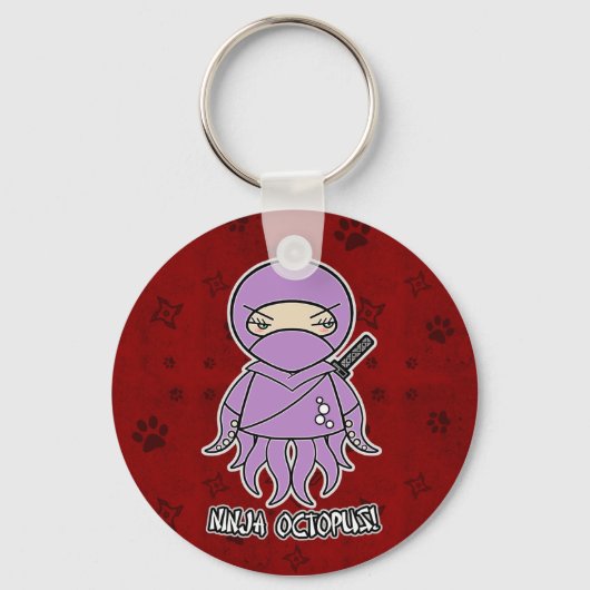 Ninja Octopus. In rode Sleutelhanger (Voorkant)