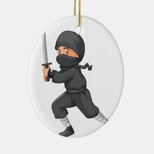 Ninja op wit keramisch ornament (Rechts)