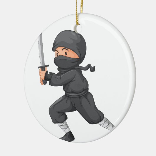 Ninja op wit keramisch ornament (Links)