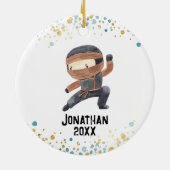 Ninja Ornament, Schattigee Karate Kinder Kerst Keramisch Ornament (Achterkant)