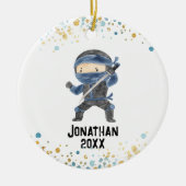 Ninja Ornament, Schattigee Karate Kinder Kerst Keramisch Ornament (Voorkant)