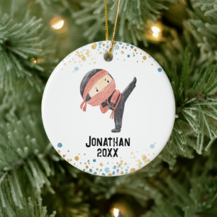 Ninja Ornament, Schattigee Karate Kinder Kerst Keramisch Ornament