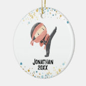 Ninja Ornament, Schattigee Karate Kinder Kerst Keramisch Ornament (Links)