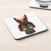 Ninja Owl in Red Green en Brown Onderzetter (Linkerzijde)