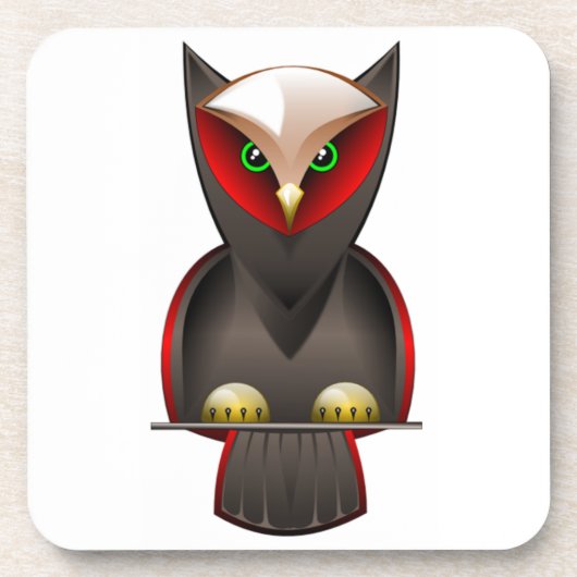 Ninja Owl in Red Green en Brown Onderzetter (Voorkant)